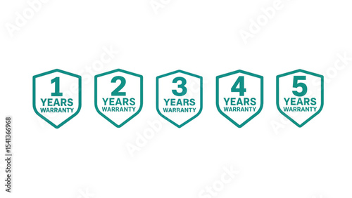 Warranty Badges 1 to 5 Years – Vector Icons for Product Guarantee and Service Coverage
