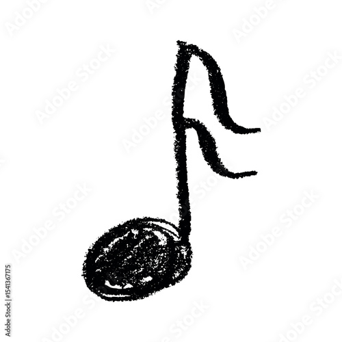 Musical note doodle. Hand drawn musical symbol. Single element for print, web, design, decor, logo