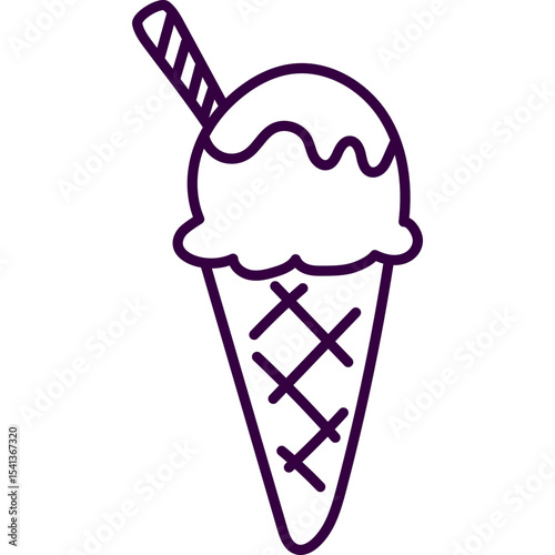 Ice Cream Cone Line Doodle