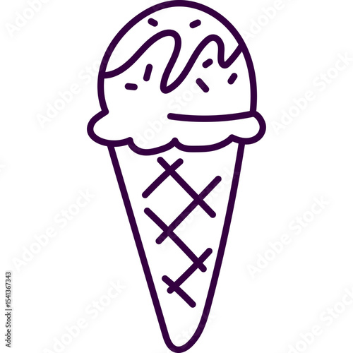 Ice Cream Cone Line Doodle