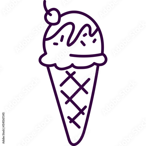 Ice Cream Cone Line Doodle