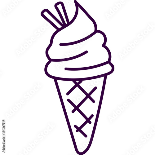 Ice Cream Cone Line Doodle