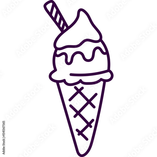 Ice Cream Cone Line Doodle