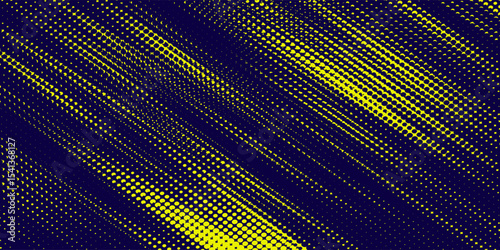 Yellow halftone on blue background. Vector dotted sparkles or halftone shine pattern texture Pop Art Style Background. modern