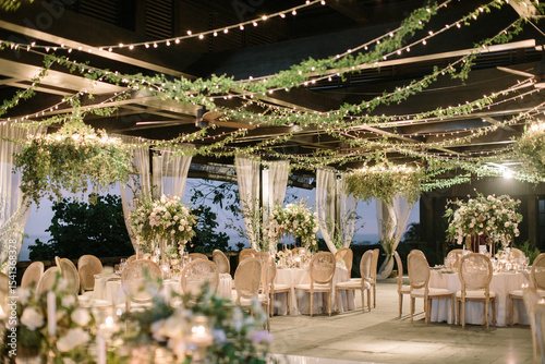 lovely Table setting for magnificent composition from flowers at a wedding