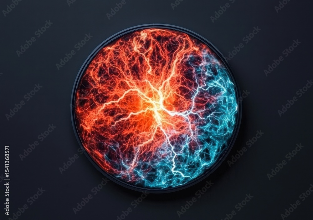 Fototapeta premium Vibrant Electric Energy Abstract Art with Red and Blue Colors