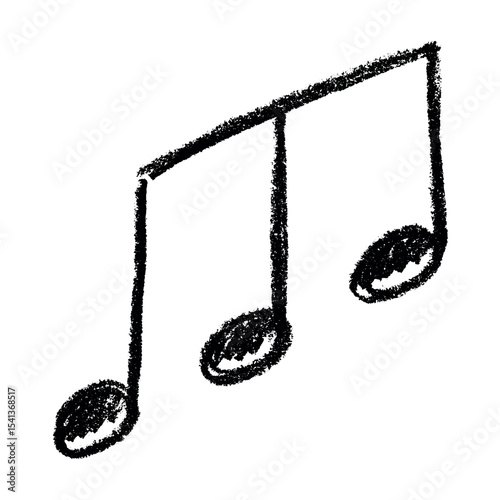 Musical note doodle. Hand drawn musical symbol. Single element for print, web, design, decor, logo