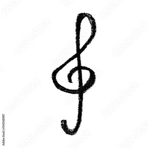 Treble clef doodle. Hand drawn musical symbol. Single element for print, web, design, decor, logo