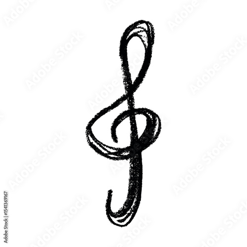 Treble clef doodle. Hand drawn musical symbol. Single element for print, web, design, decor, logo