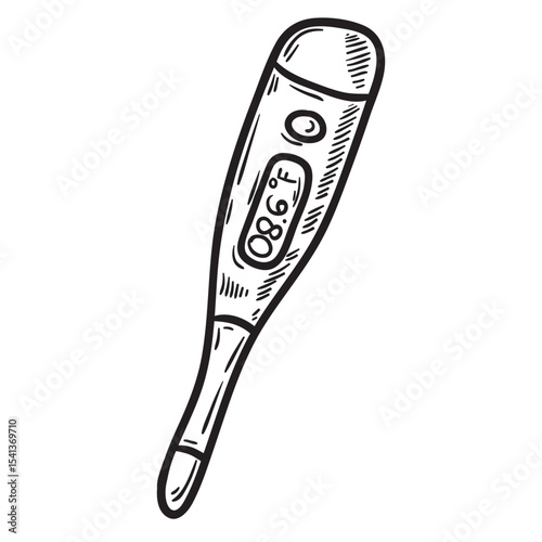 Hand drawn medical thermometer vector illustration