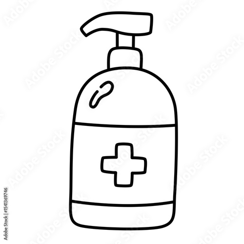 Hand drawn sanitizer bottle doodle vector