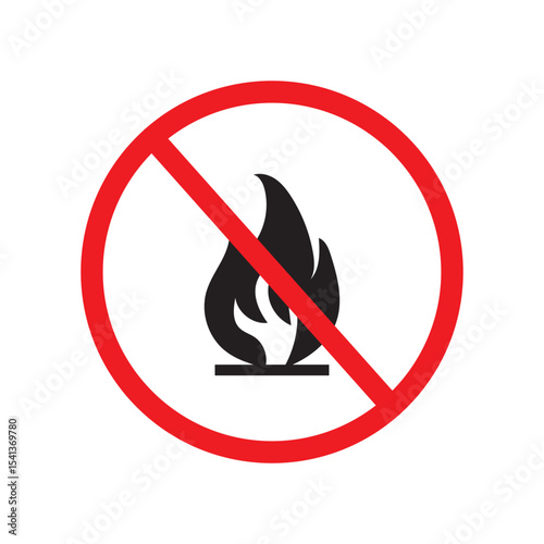 No fire forbidden flame warning danger prohibited sign safety caution Flame not allowed. Flammable symbol illustration on transparent background.