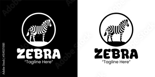 Unique Black and White Zebra Logo with Stylish Circular Design for Modern Businesses