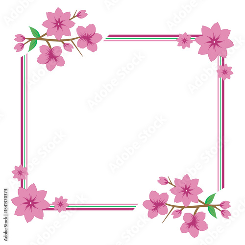 Sakura Bloom: Elegant Floral Frame Vector