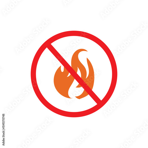 No Fire Sign on White Background