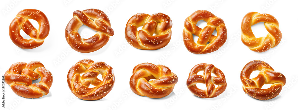 A collection of pretzels with sesame seeds on a transparent background A collection of pretzels with sesame seeds on a transparent background