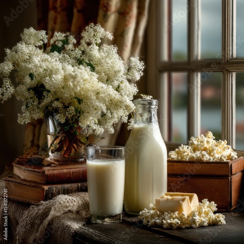 Fresh dairy drink experience cozy home setting still life rustic environment close-up view wholesome concept for relaxation