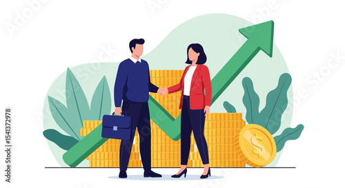 Business Deal, Successful Partnership, Financial Growth, Handshake, Businesspeople