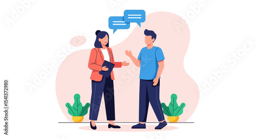 Business Conversation: Woman and Man in Formal Attire Discussing