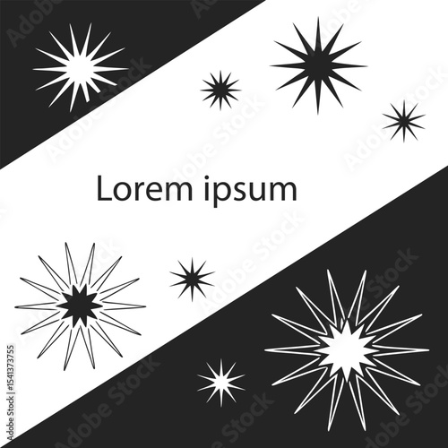 Abstract vector design set featuring festive winter snowflakes, floral patterns, and celebration fireworks
