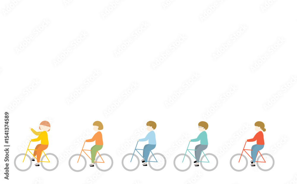 Naklejka premium カラフルな自転車に乗る男女