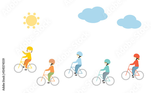 サイクリングをする男女
