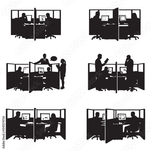 Productivity and Communication in Office Workspaces - Monochrome