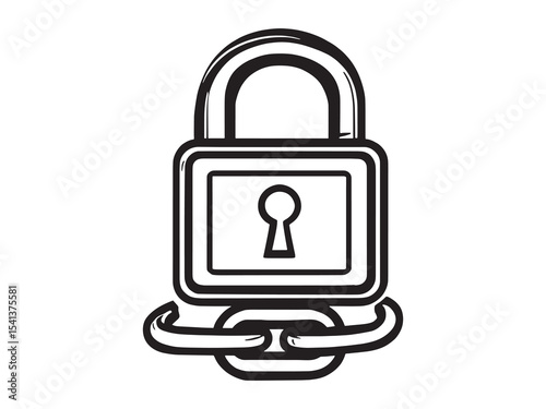 set of 6 psc different type of Chain lock clear vision simple dark black line art on white (1).eps