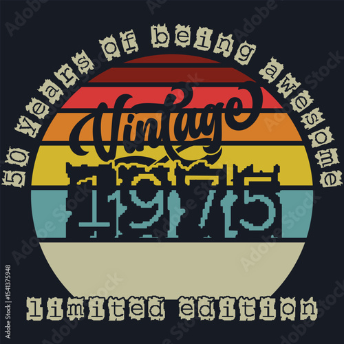 Vintage 1975 Limited Edition 50-Year-Old Gamer Gifts 50th Birthday T-Shirt