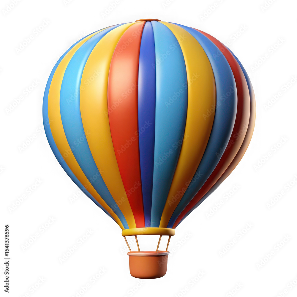 Naklejka premium Cartoon hot air balloon isolated on transparent background