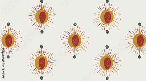 Abstract shapes repeat forming pattern on ivory backdrop seamless graphic