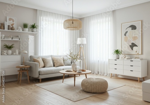 Minimalist living room with sofa.