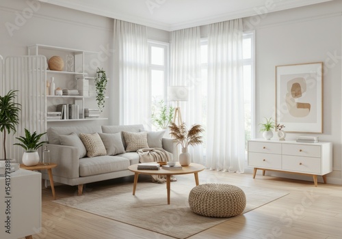 Minimalist living room with sofa.