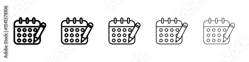 Calendar pen icon for mobile concept and web design.