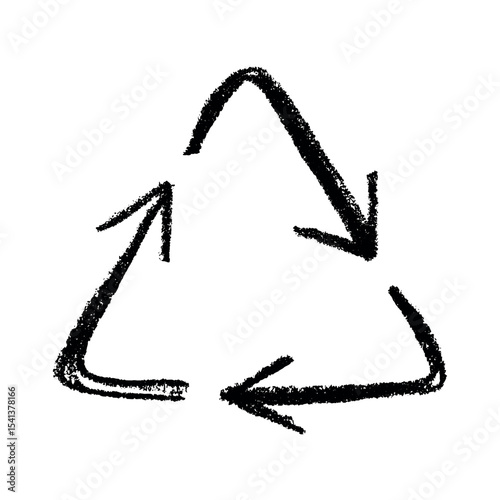 Hand drawn recycle arrow icon Recycling resources symbol Reuse of materials, zero waste, green environment, saving the planet