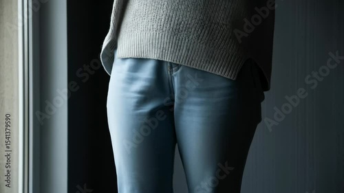 Young woman with long hair is sitting on the floor, hugging her knees in a dimly lit room, expressing emotions of sadness and isolation, representing the challenges of mental health and depression