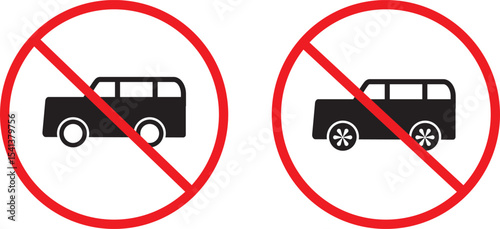 no car icon set. Forbidden Sign, No Bus, Parking prohibited sign symbol,Transport Bus Icons,vector illustration,

