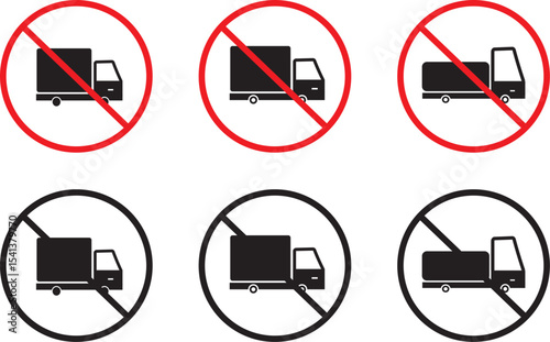 no delivery truck icon, Forbidden Sign, No Bus, Parking prohibited sign symbol,Transport Bus Icons,vector illustration,
