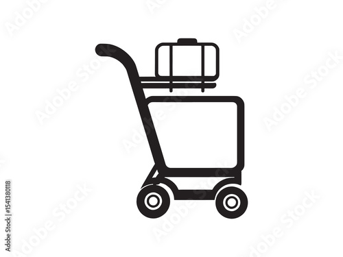 set of 6 psc different type of Luggage trolley clear vision simple dark black line art on white (4).eps