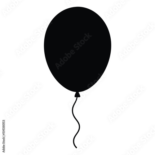 Silhouette of a Single Black Balloon  A Simple, Elegant Design Element
