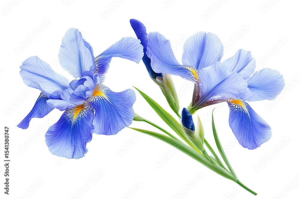 Fototapeta premium High-resolution purple iris blossom cluster isolated on transparent PNG background — seamless botanical cutout ideal for floral overlays, wedding invitations, digital scrapbooking, and elegant design
