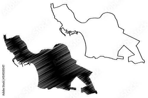 Agadir City (Kingdom of Morocco, Souss-Massa Region) map vector illustration, scribble sketch City of Agadir map