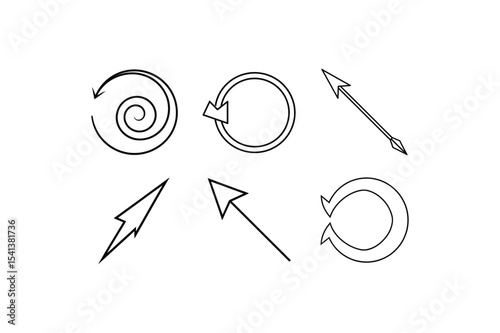 vector illustration of a black and white icon -arrow set- vector art