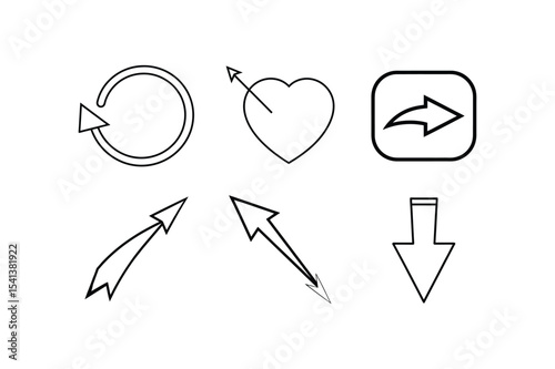 heart and heartbeat symbol -arrow set- vector art