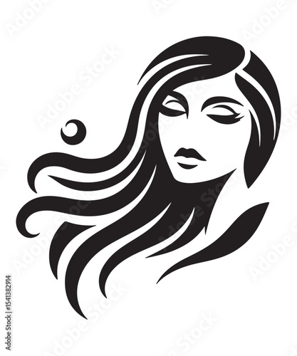 Beauty woman Face and hair style logo vector, woman Face vector illustration.
