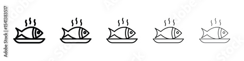 Cooked fish icon for mobile concept and web design.