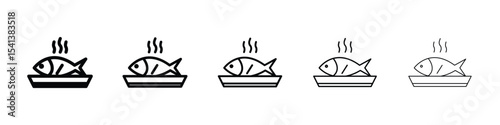 Cooked fish icon for mobile concept and web design.
