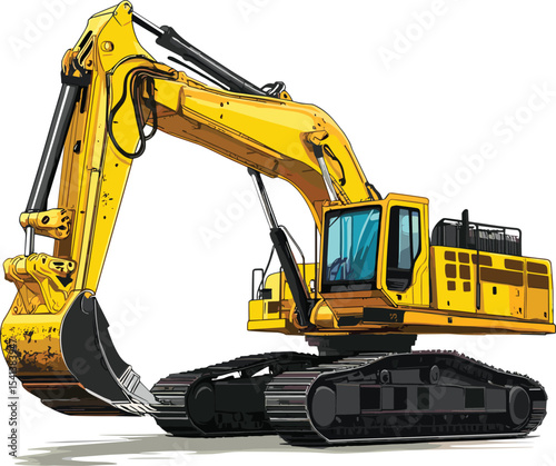 excavator on a white background