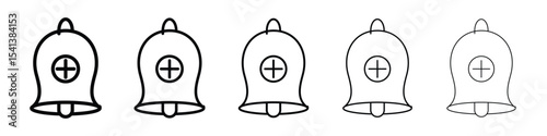 Cowbell circle plus icon for mobile concept and web design.