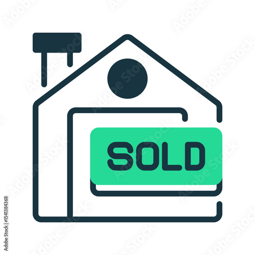 Sold House line icon. Universal creative premium symbol. Vector sign icon logo template. Vector illustration